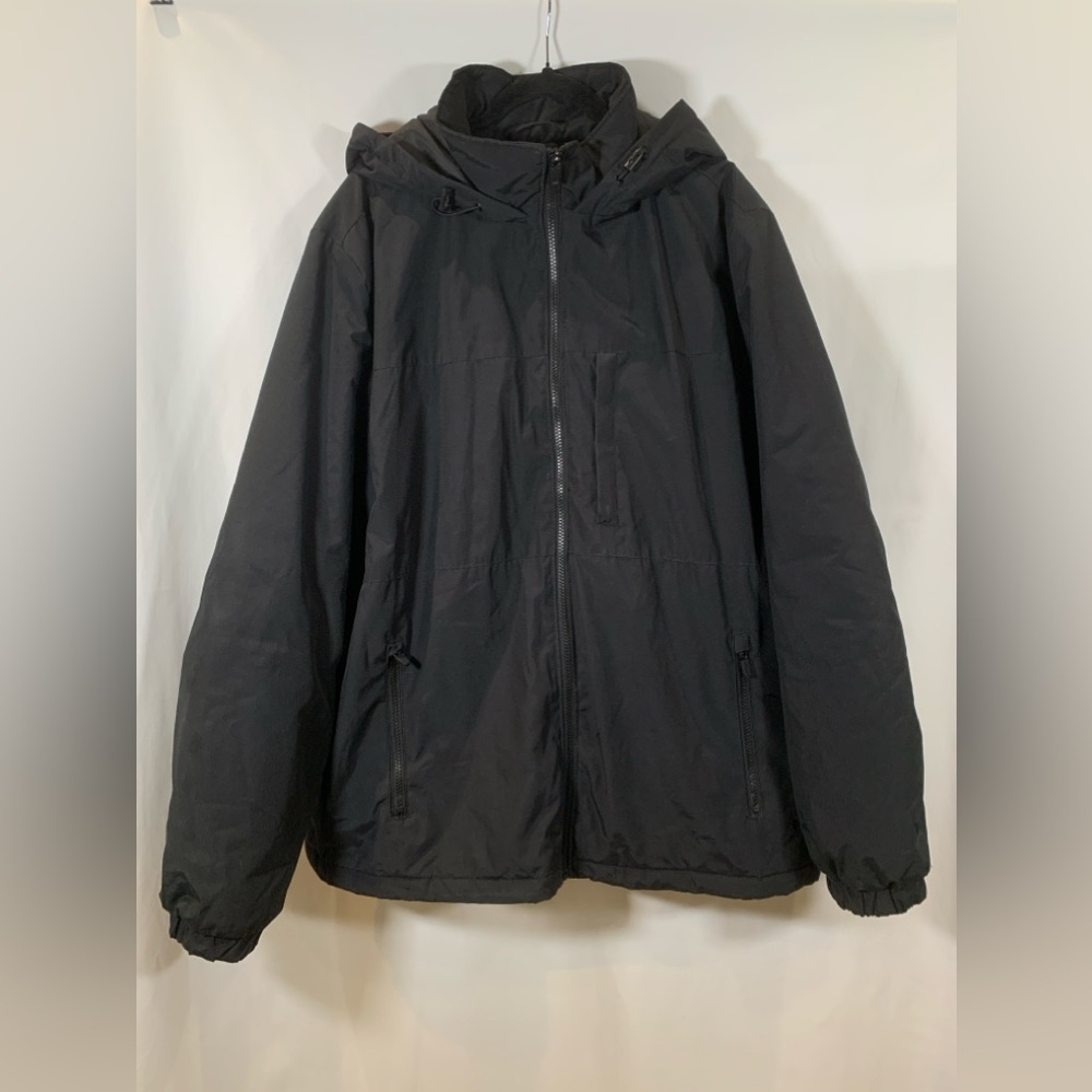 H&M Mens XL Black Hooded Parka Jacket Winter Full Zip Outerwear Coats
